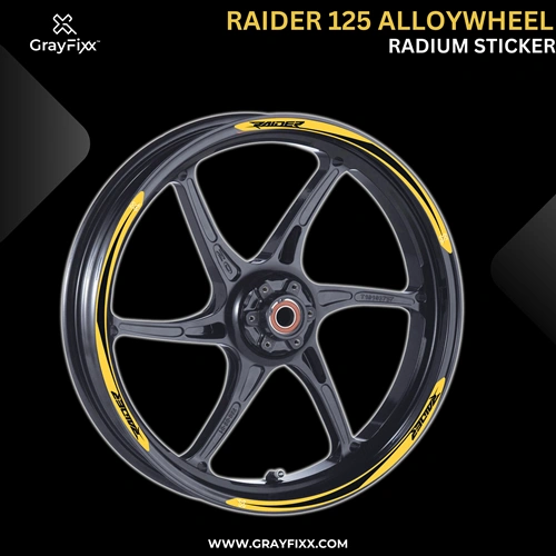 Alloy Wheel Radium Sticker For Raider | Printed In Premium Radium With FPF(Fade Protection Film), Water Proof, Precut Sticker, Pack Of 12